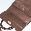 Salvatore Ferragamo Gancini Hand Bag Leather 2way Bronze Gold Auth BA4340-19