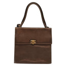 Salvatore Ferragamo Gancini Hand Bag Leather 2way Bronze Gold Auth BA4340-13