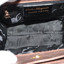 Salvatore Ferragamo Gancini Hand Bag Leather 2way Bronze Gold Auth BA4340-11