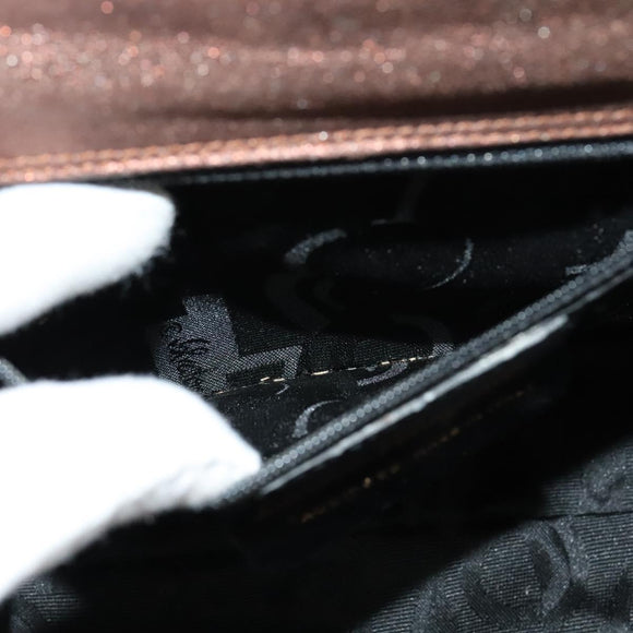 Salvatore Ferragamo Gancini Hand Bag Leather 2way Bronze Gold Auth BA4340