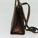 Salvatore Ferragamo Gancini Hand Bag Leather 2way Bronze Gold Auth BA4340-3