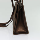 Salvatore Ferragamo Gancini Hand Bag Leather 2way Bronze Gold Auth BA4340-4