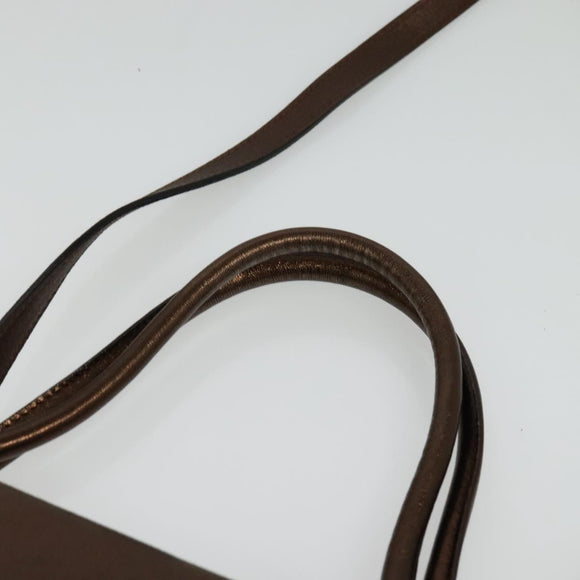 Salvatore Ferragamo Gancini Hand Bag Leather 2way Bronze Gold Auth BA4340