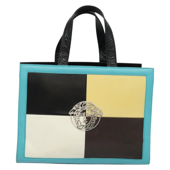 Gianni Versace Bag Crocodile Embossed Leather Multicolor Silver Auth BA4341