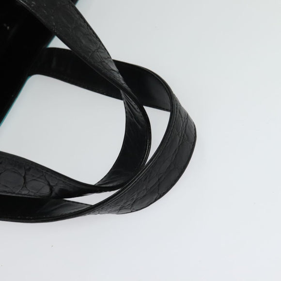 Gianni Versace Bag Crocodile Embossed Leather Multicolor Silver Auth BA4341