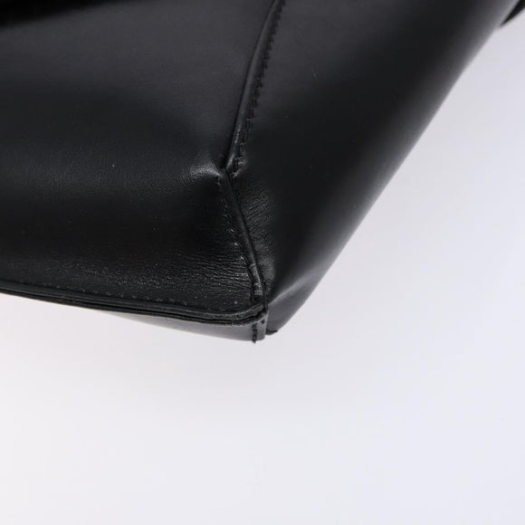 GUCCI Shoulder Bag Leather Black Gold Auth BA4343