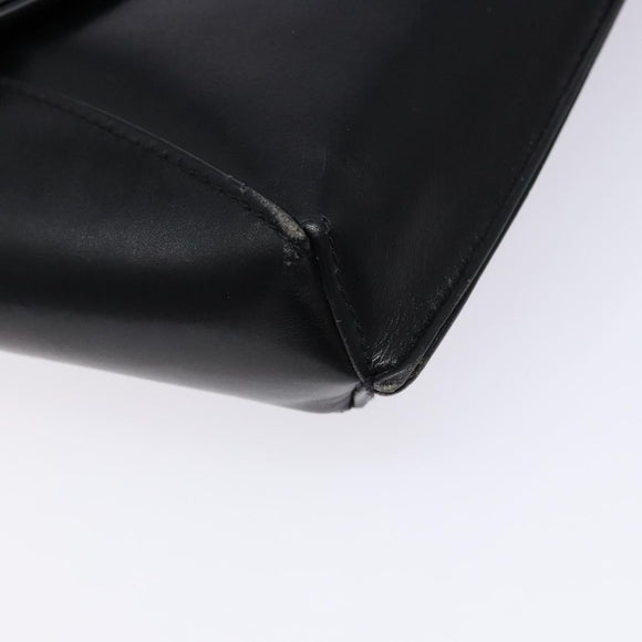 GUCCI Shoulder Bag Leather Black Gold Auth BA4343