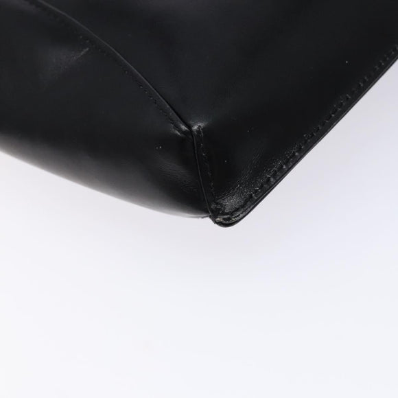 GUCCI Shoulder Bag Leather Black Gold Auth BA4343