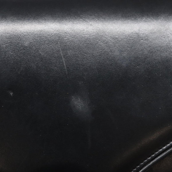 GUCCI Shoulder Bag Leather Black Gold Auth BA4343