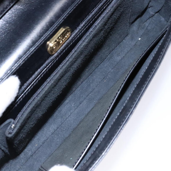 GUCCI Shoulder Bag Leather Black Gold Auth BA4343