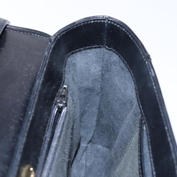 GUCCI Shoulder Bag Leather Black Gold Auth BA4343