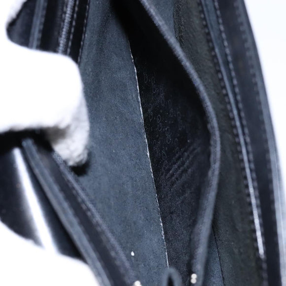 GUCCI Shoulder Bag Leather Black Gold Auth BA4343