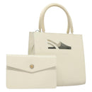 Salvatore Ferragamo Hand Bag Patent leather White Gold Auth BA4344-1