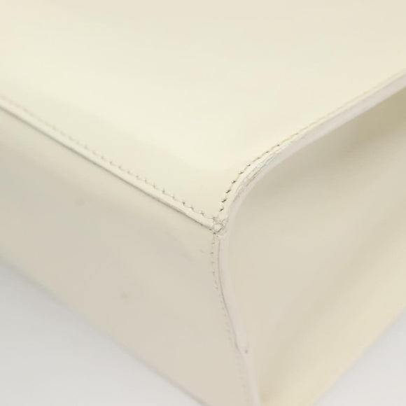 Salvatore Ferragamo Hand Bag Patent leather White Gold Auth BA4344