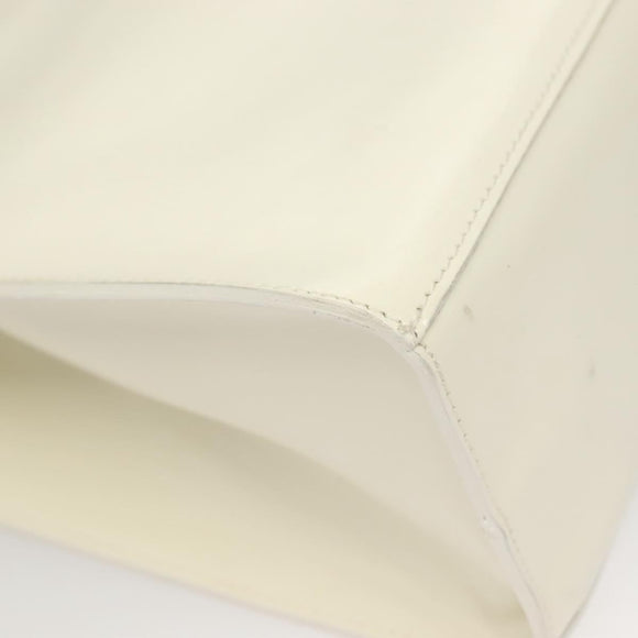 Salvatore Ferragamo Hand Bag Patent leather White Gold Auth BA4344