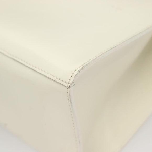 Salvatore Ferragamo Hand Bag Patent leather White Gold Auth BA4344