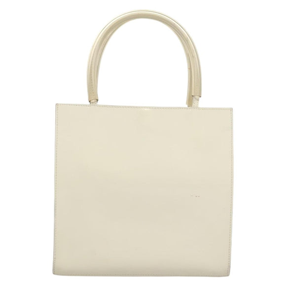 Salvatore Ferragamo Hand Bag Patent leather White Gold Auth BA4344