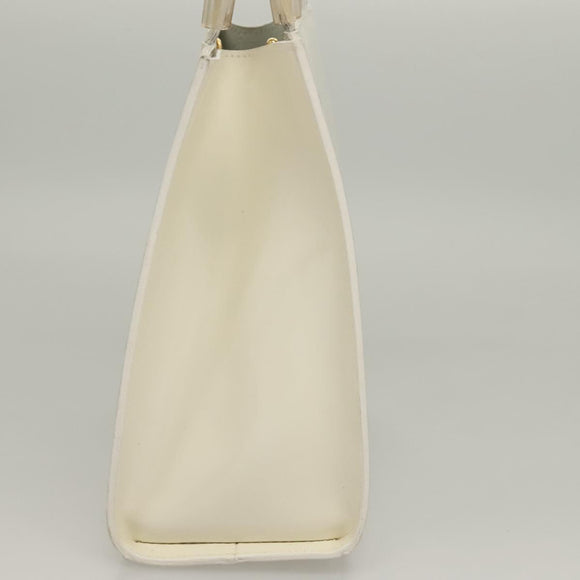 Salvatore Ferragamo Hand Bag Patent leather White Gold Auth BA4344