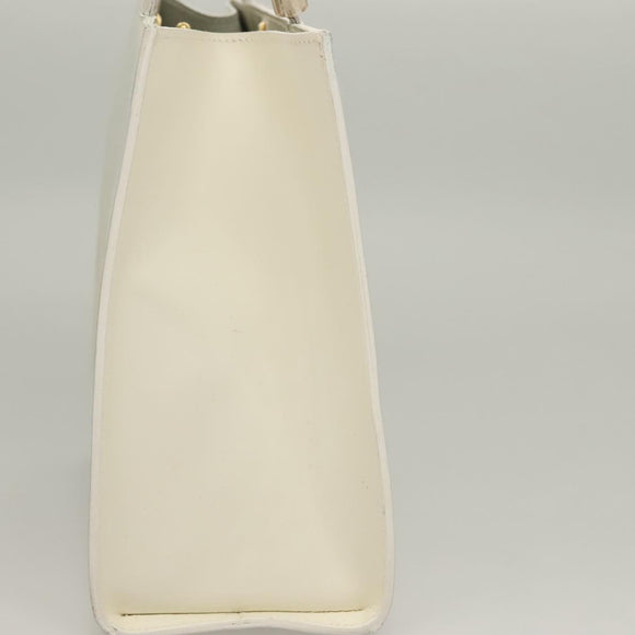 Salvatore Ferragamo Hand Bag Patent leather White Gold Auth BA4344