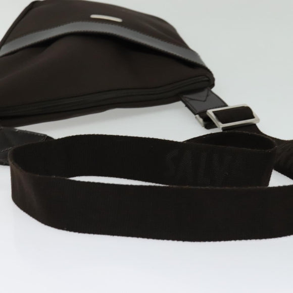 Salvatore Ferragamo Shoulder Bag Nylon Brown Silver Auth BA4348