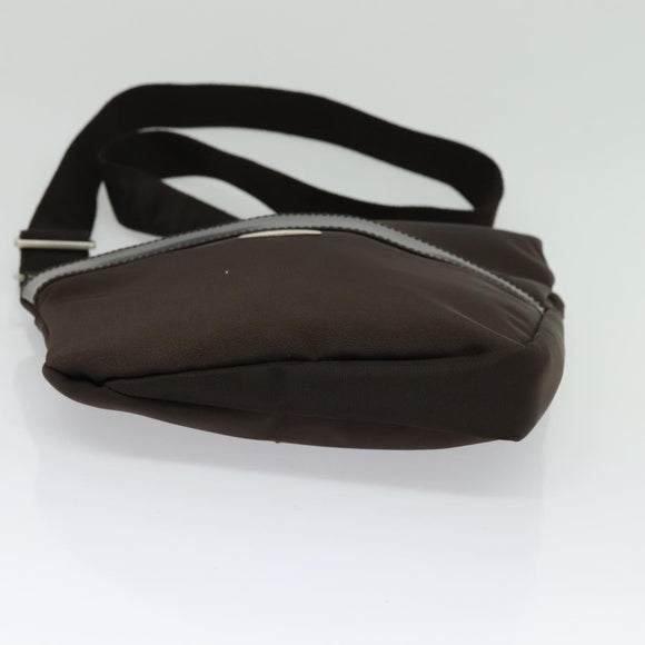 Salvatore Ferragamo Shoulder Bag Nylon Brown Silver Auth BA4348