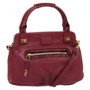 Chloe Margaret Hand Bag Leather 2way Wine Red Gold Auth BA4349-1