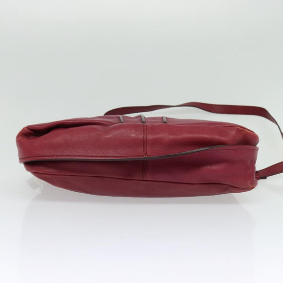 Chloe Margaret Hand Bag Leather 2way Wine Red Gold Auth BA4349