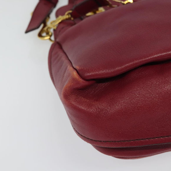 Chloe Margaret Hand Bag Leather 2way Wine Red Gold Auth BA4349