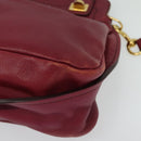 Chloe Margaret Hand Bag Leather 2way Wine Red Gold Auth BA4349-15