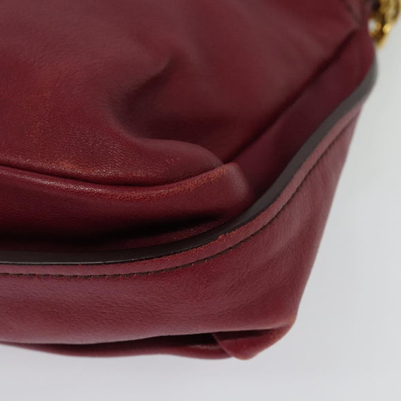 Chloe Margaret Hand Bag Leather 2way Wine Red Gold Auth BA4349