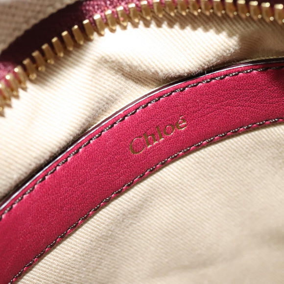 Chloe Margaret Hand Bag Leather 2way Wine Red Gold Auth BA4349