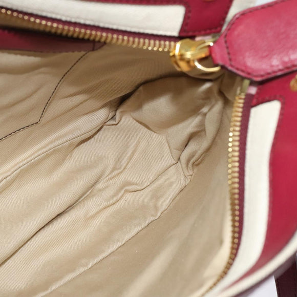 Chloe Margaret Hand Bag Leather 2way Wine Red Gold Auth BA4349