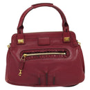 Chloe Margaret Hand Bag Leather 2way Wine Red Gold Auth BA4349-13