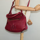 Chloe Margaret Hand Bag Leather 2way Wine Red Gold Auth BA4349-23