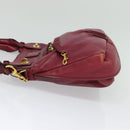 Chloe Margaret Hand Bag Leather 2way Wine Red Gold Auth BA4349-3