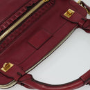 Chloe Margaret Hand Bag Leather 2way Wine Red Gold Auth BA4349-6