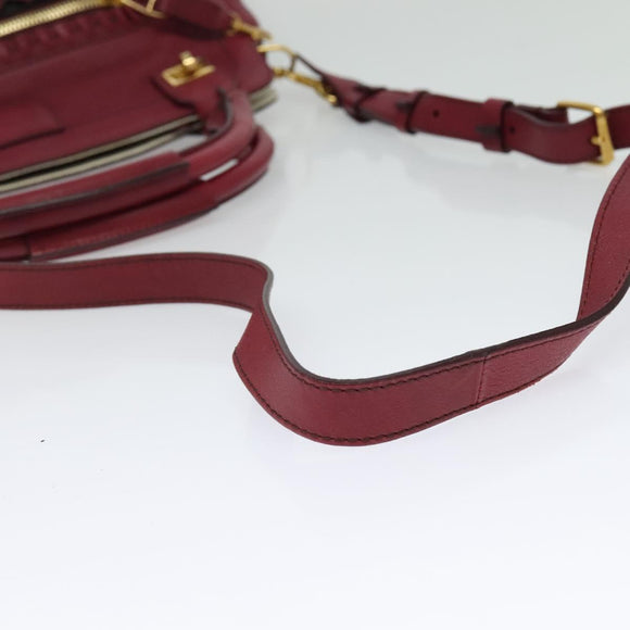 Chloe Margaret Hand Bag Leather 2way Wine Red Gold Auth BA4349