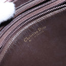 Christian Dior Shoulder Bag Leather Dark Brown Gold Auth BA4358-11