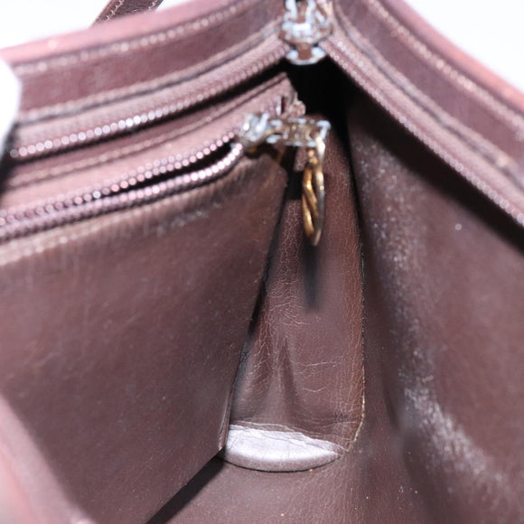 Christian Dior Shoulder Bag Leather Dark Brown Gold Auth BA4358