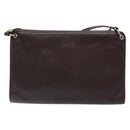 Christian Dior Shoulder Bag Leather Dark Brown Gold Auth BA4358-2