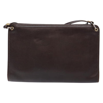 Christian Dior Shoulder Bag Leather Dark Brown Gold Auth BA4358 - 0