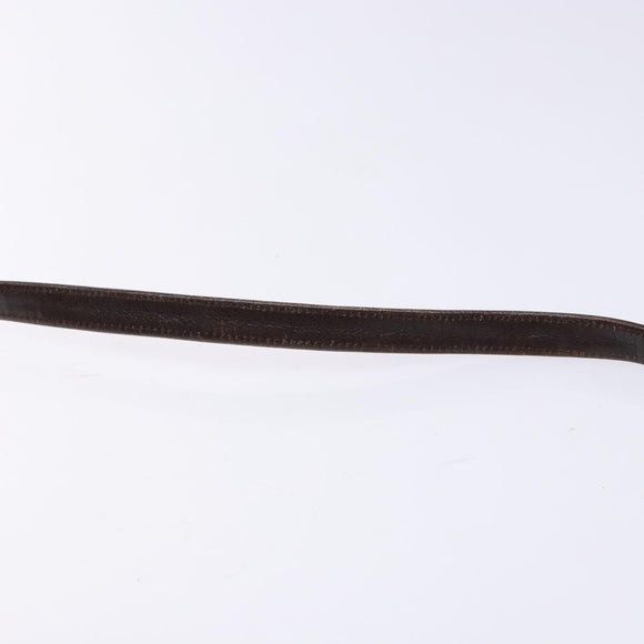 Christian Dior Shoulder Bag Leather Dark Brown Gold Auth BA4358