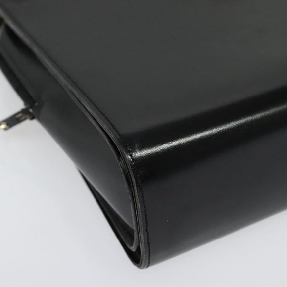 Christian Dior Shoulder Bag Leather Black Gold Auth BA4359