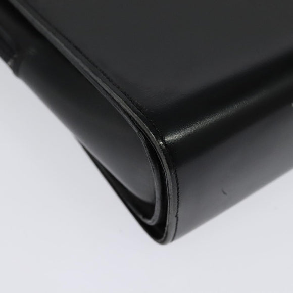 Christian Dior Shoulder Bag Leather Black Gold Auth BA4359