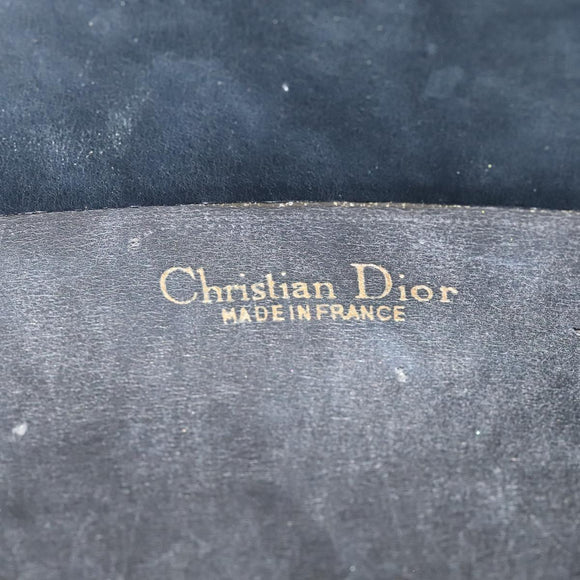 Christian Dior Shoulder Bag Leather Black Gold Auth BA4359