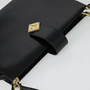 Christian Dior Shoulder Bag Leather Black Gold Auth BA4359-6