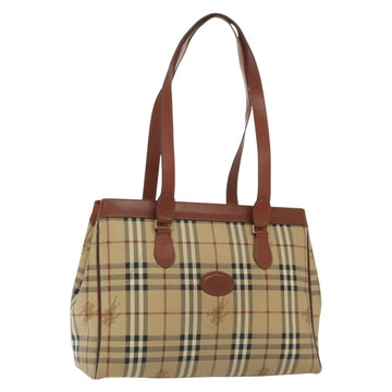 Burberrys Nova Check Shoulder Bag PVC Beige Gold Auth BA4360