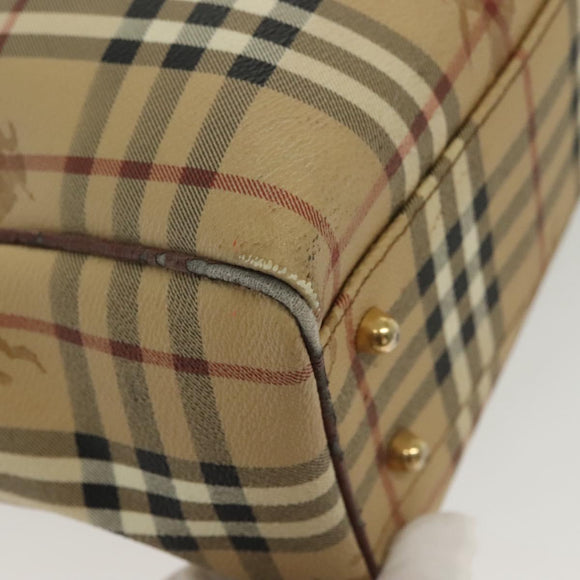 Burberrys Nova Check Shoulder Bag PVC Beige Gold Auth BA4360