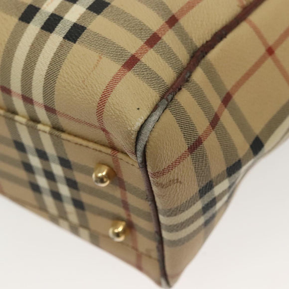 Burberrys Nova Check Shoulder Bag PVC Beige Gold Auth BA4360