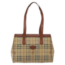 Burberrys Nova Check Shoulder Bag PVC Beige Gold Auth BA4360-2